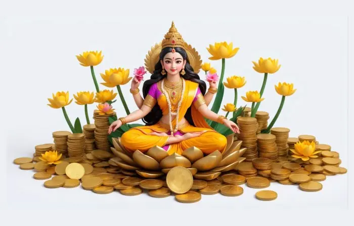 Goddess Lakshmi Devi 3D Design Art Illustration